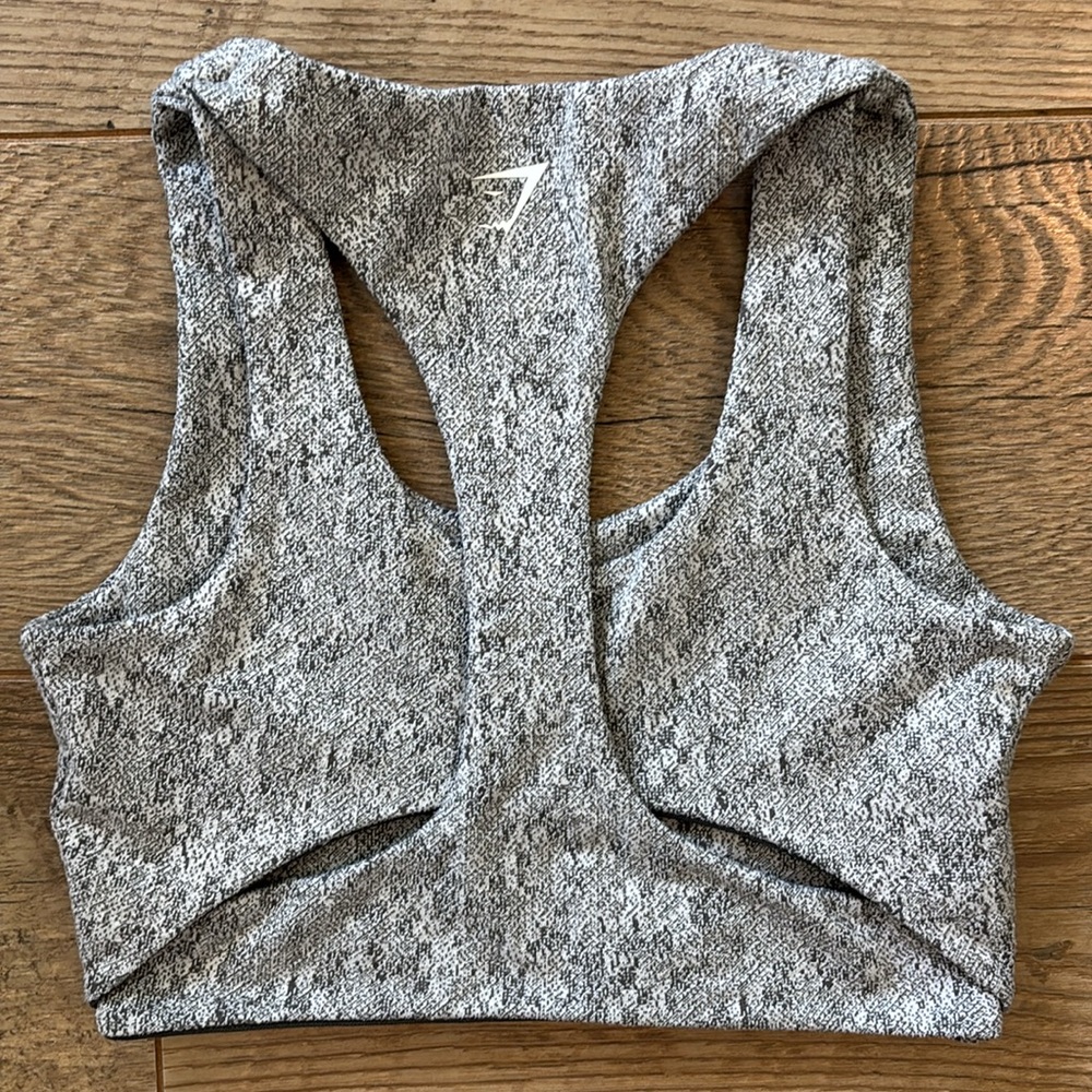 Gymshark Fleur Texture Sports Bra Charcoal Marled Gray Women’s XS - Picture 3 of 7